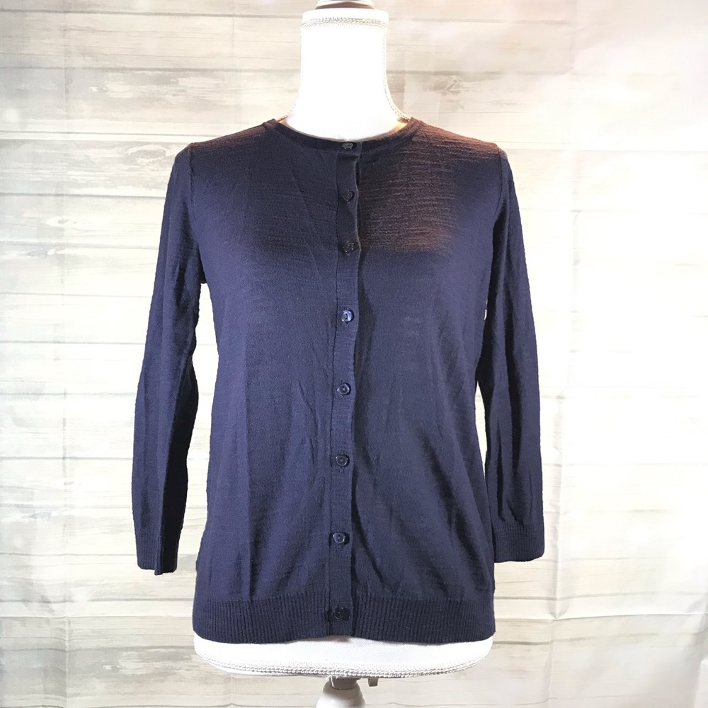 Loft Factory sweater cardigan sheer blue small